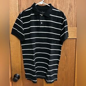 GAP Black and White Striped Polo Shirt